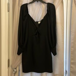 Belle Badgley Mischka Black Twist Front Knotted Sweetheart Mini Sheath Dress 2
